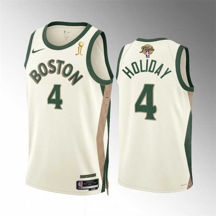 Mens Boston Celtics #4 Jrue Holiday 2024 Finals Champions City Edition Stitched Basketball Jersey Dzhi